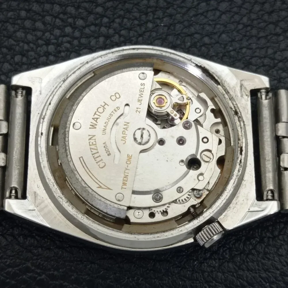 Vintage 1994 Citizen Automatic Mens Silver Watch W/daydate & Blue accents